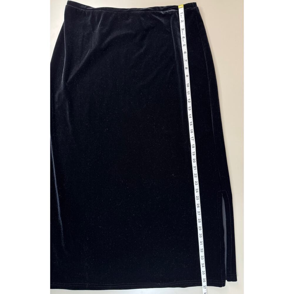 Vintage 90s Y2K Black Velvet Maxi XL Skirt Spooky Halloween Witchy WhimsyGoth - Picture 7 of 9